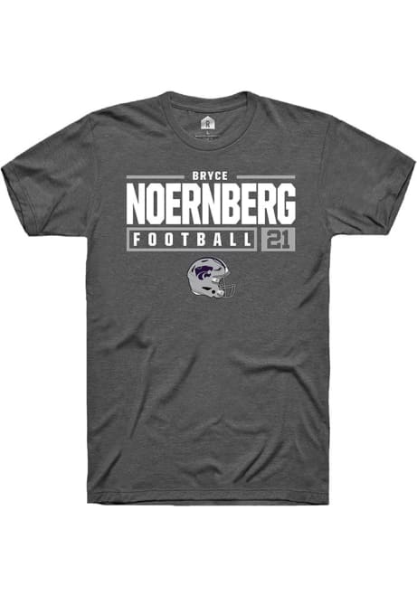 Bryce Noernberg Dark Grey K-State Wildcats NIL Stacked Box Short Sleeve T Shirt