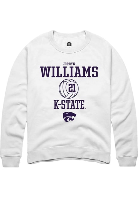 Jordyn Williams Rally Mens White K-State Wildcats NIL Sport Icon Crew Sweatshirt