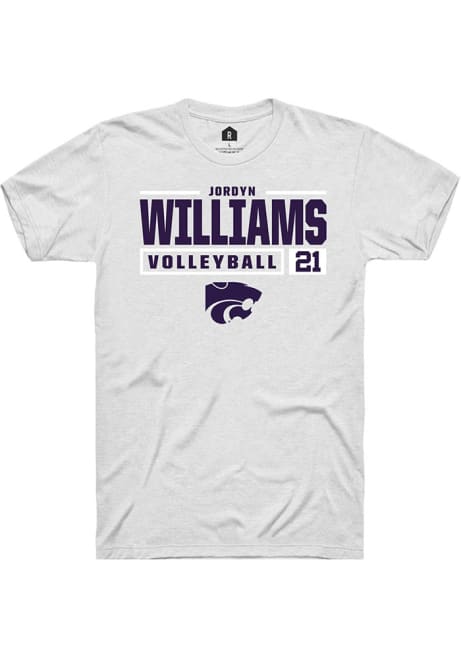 Jordyn Williams White K-State Wildcats NIL Stacked Box Short Sleeve T Shirt