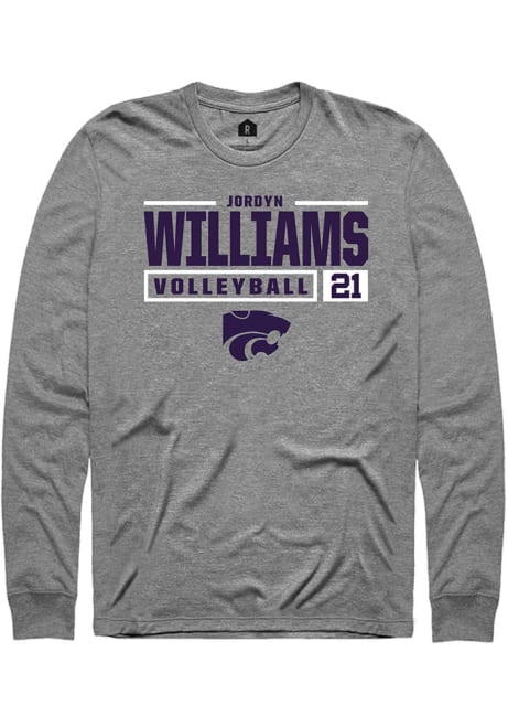 Jordyn Williams Rally Mens Graphite K-State Wildcats NIL Stacked Box Tee