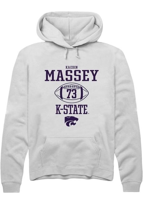 Kaedin Massey Rally Mens White K-State Wildcats NIL Sport Icon Hooded Sweatshirt