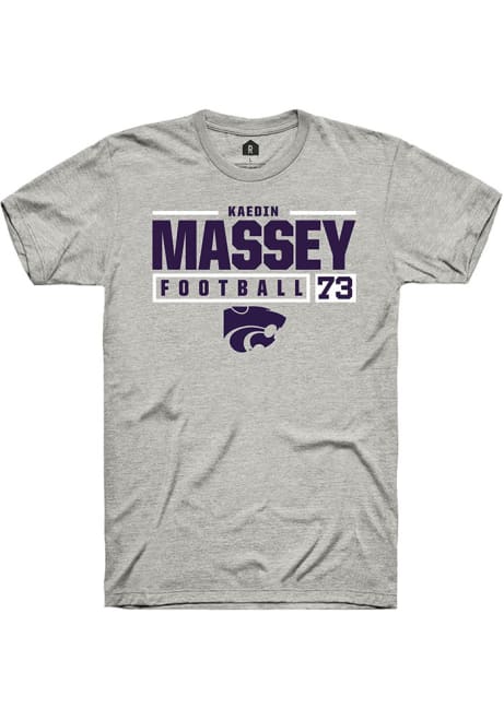 Kaedin Massey Ash K-State Wildcats NIL Stacked Box Short Sleeve T Shirt