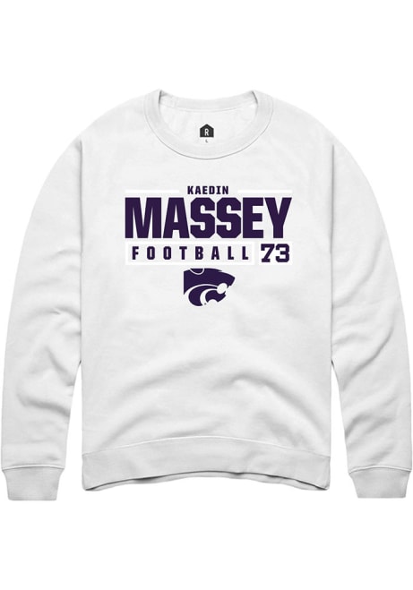 Kaedin Massey Rally Mens White K-State Wildcats NIL Stacked Box Crew Sweatshirt