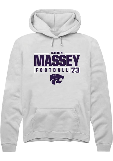 Kaedin Massey Rally Mens White K-State Wildcats NIL Stacked Box Hooded Sweatshirt