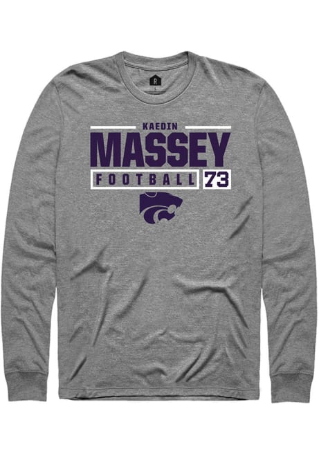 Kaedin Massey Rally Mens Graphite K-State Wildcats NIL Stacked Box Tee