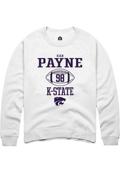 Kian Payne Rally Mens White K-State Wildcats NIL Sport Icon Crew Sweatshirt