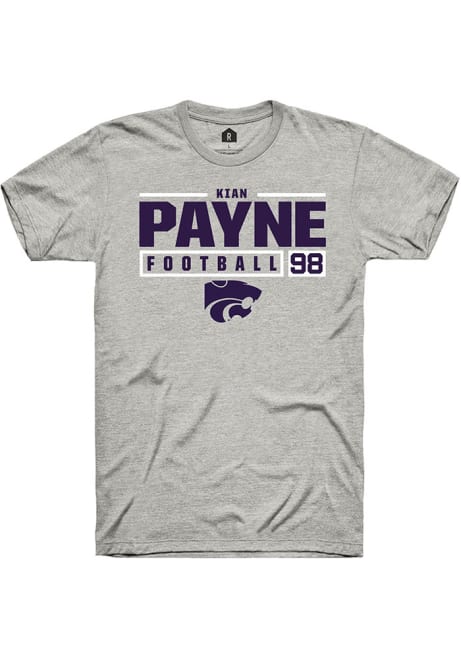 Kian Payne Ash K-State Wildcats NIL Stacked Box Short Sleeve T Shirt