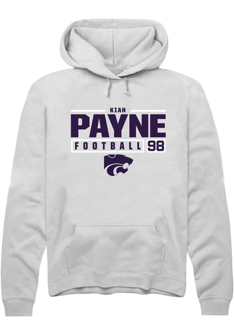 Kian Payne Rally Mens White K-State Wildcats NIL Stacked Box Hooded Sweatshirt