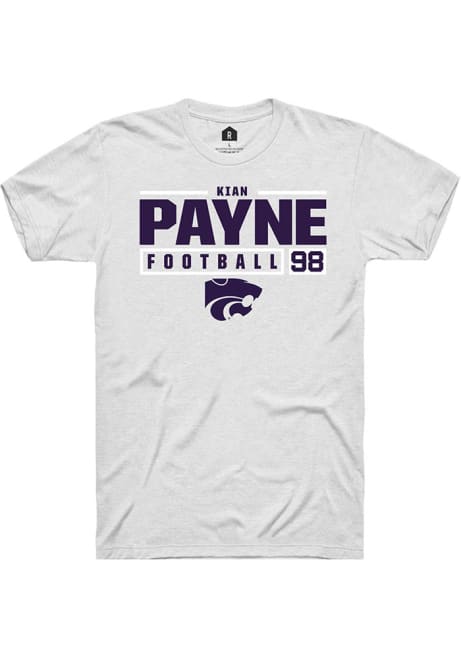 Kian Payne White K-State Wildcats NIL Stacked Box Short Sleeve T Shirt