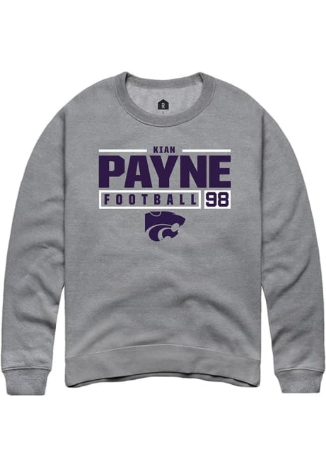 Kian Payne Rally Mens Graphite K-State Wildcats NIL Stacked Box Crew Sweatshirt