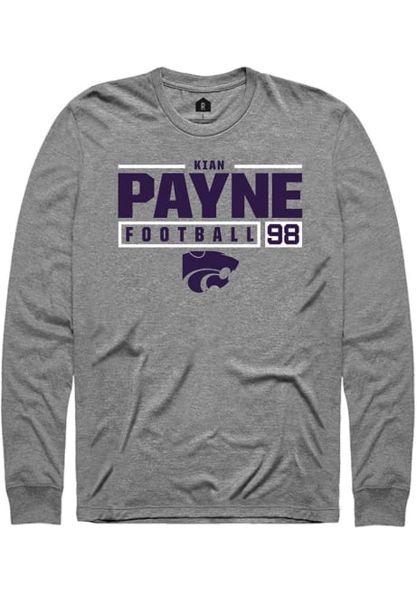 Kian Payne Rally Mens Graphite K-State Wildcats NIL Stacked Box Tee