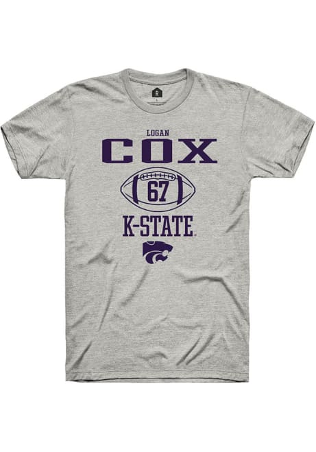 Logan Cox Ash K-State Wildcats NIL Sport Icon Short Sleeve T Shirt