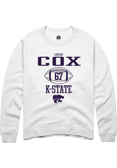 Logan Cox Rally Mens White K-State Wildcats NIL Sport Icon Crew Sweatshirt