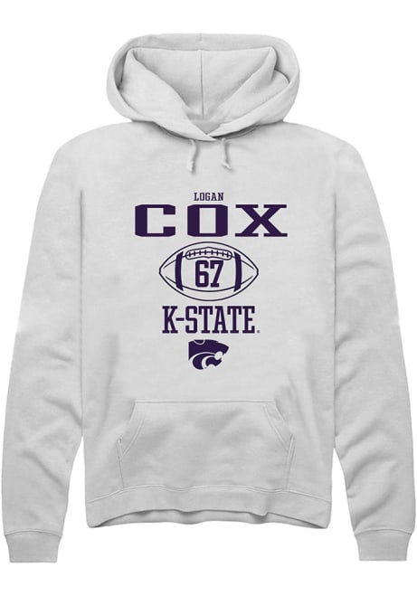 Logan Cox Rally Mens White K-State Wildcats NIL Sport Icon Hooded Sweatshirt