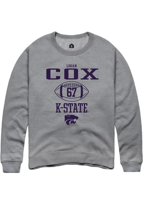 Logan Cox Rally Mens Graphite K-State Wildcats NIL Sport Icon Crew Sweatshirt