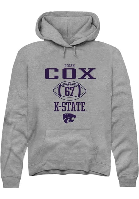 Logan Cox Rally Mens Graphite K-State Wildcats NIL Sport Icon Hooded Sweatshirt