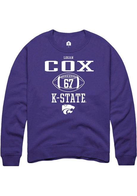 Logan Cox Rally Mens Purple K-State Wildcats NIL Sport Icon Crew Sweatshirt