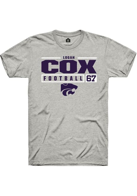 Logan Cox Ash K-State Wildcats NIL Stacked Box Short Sleeve T Shirt