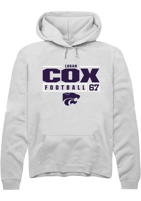 Logan Cox Rally Mens White K-State Wildcats NIL Stacked Box Hooded Sweatshirt