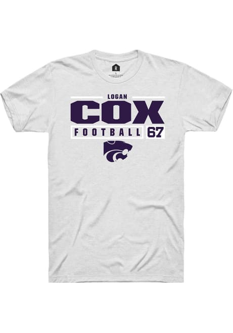 Logan Cox White K-State Wildcats NIL Stacked Box Short Sleeve T Shirt