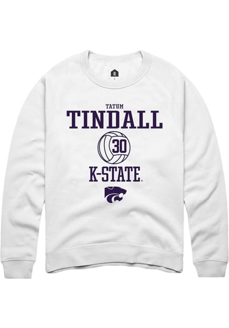 Tatum Tindall Rally Mens White K-State Wildcats NIL Sport Icon Crew Sweatshirt