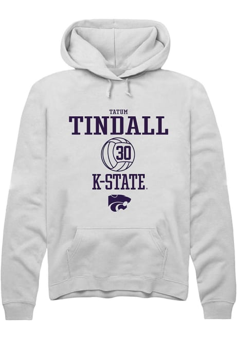 Tatum Tindall Rally Mens White K-State Wildcats NIL Sport Icon Hooded Sweatshirt