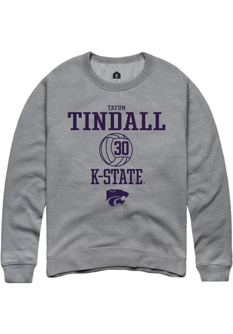 Tatum Tindall Rally Mens Graphite K-State Wildcats NIL Sport Icon Crew Sweatshirt