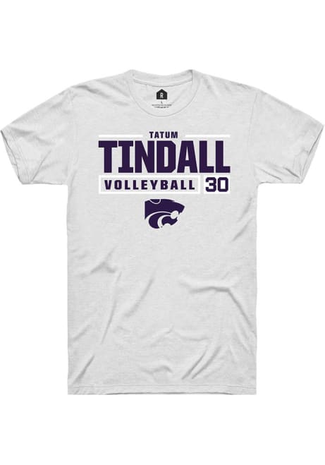 Tatum Tindall White K-State Wildcats NIL Stacked Box Short Sleeve T Shirt