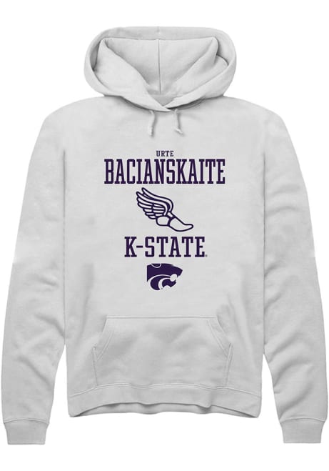 Urte Bacianskaite Rally Mens White K-State Wildcats NIL Sport Icon Hooded Sweatshirt