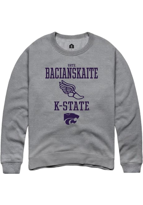 Urte Bacianskaite Rally Mens Graphite K-State Wildcats NIL Sport Icon Crew Sweatshirt