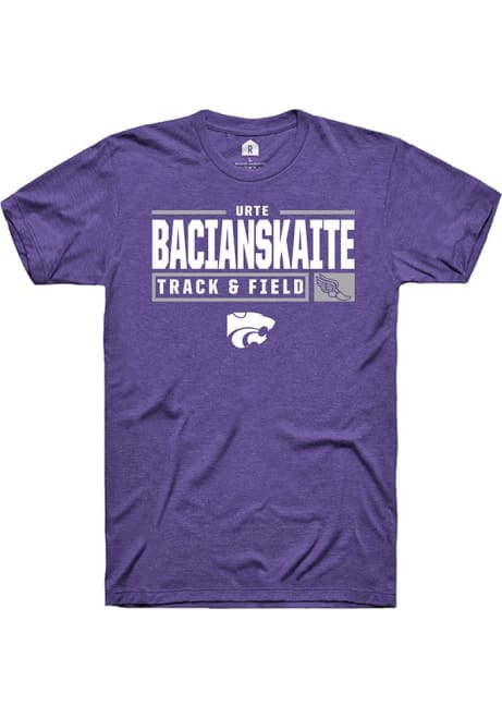 Urte Bacianskaite Purple K-State Wildcats NIL Stacked Box Short Sleeve T Shirt