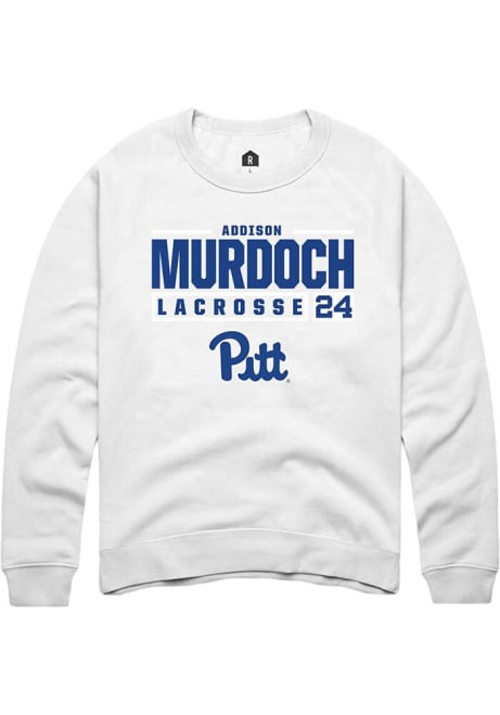 Addison Murdoch Rally Mens White Pitt Panthers NIL Stacked Box Crew Sweatshirt