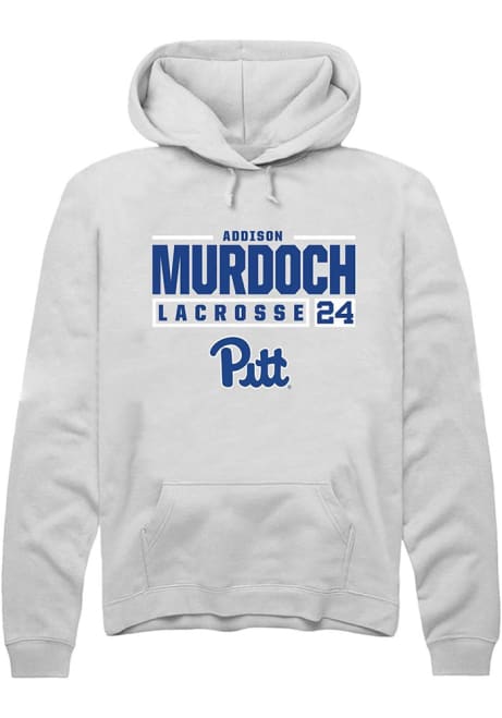 Addison Murdoch Rally Mens White Pitt Panthers NIL Stacked Box Hooded Sweatshirt