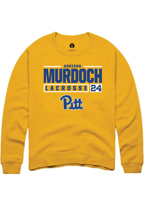 Addison Murdoch Rally Mens Gold Pitt Panthers NIL Stacked Box Crew Sweatshirt