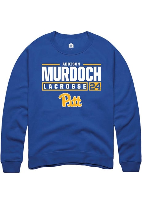 Addison Murdoch Rally Mens Blue Pitt Panthers NIL Stacked Box Crew Sweatshirt