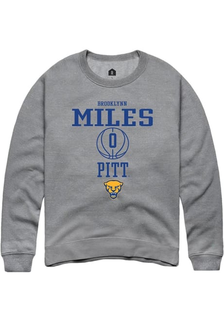 Brooklynn Miles Rally Mens Graphite Pitt Panthers NIL Sport Icon Crew Sweatshirt