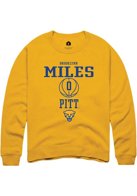 Brooklynn Miles Rally Mens Gold Pitt Panthers NIL Sport Icon Crew Sweatshirt