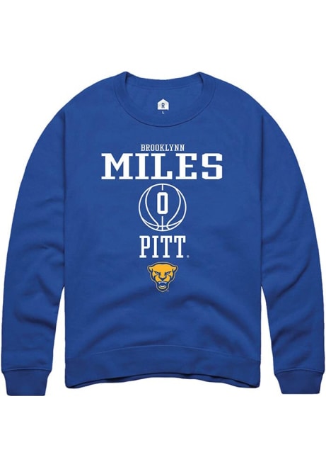 Brooklynn Miles Rally Mens Blue Pitt Panthers NIL Sport Icon Crew Sweatshirt