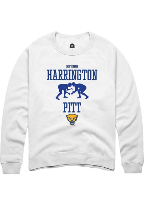 Bryson Harrington Rally Mens White Pitt Panthers NIL Sport Icon Crew Sweatshirt