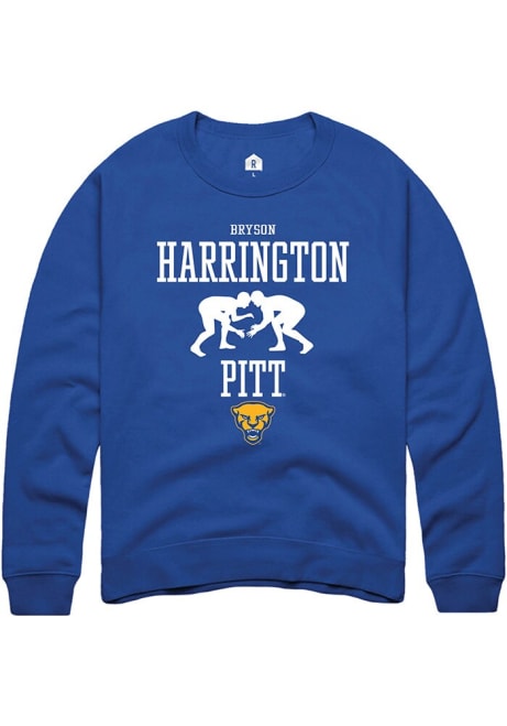 Bryson Harrington Rally Mens Blue Pitt Panthers NIL Sport Icon Crew Sweatshirt