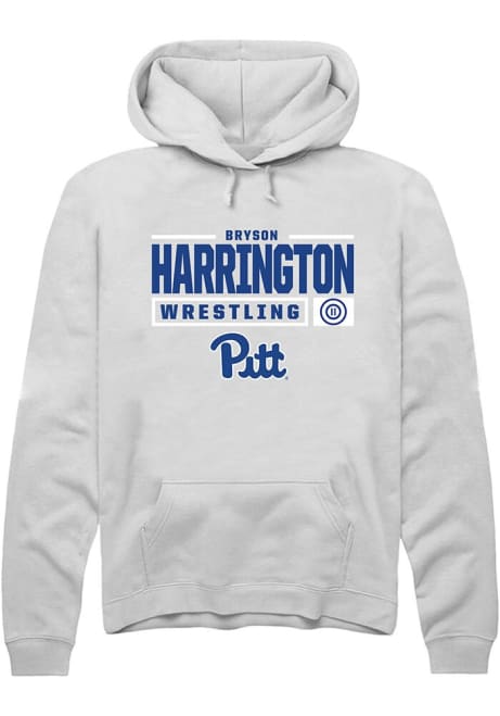 Bryson Harrington Rally Mens White Pitt Panthers NIL Stacked Box Hooded Sweatshirt