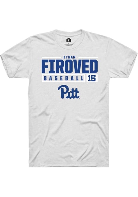 Ethan Firoved White Pitt Panthers NIL Stacked Box Short Sleeve T Shirt