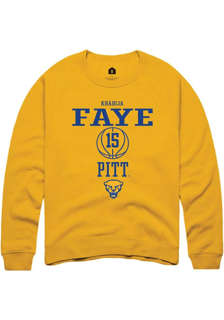 khadija faye Rally Mens Gold Pitt Panthers NIL Sport Icon Crew Sweatshirt