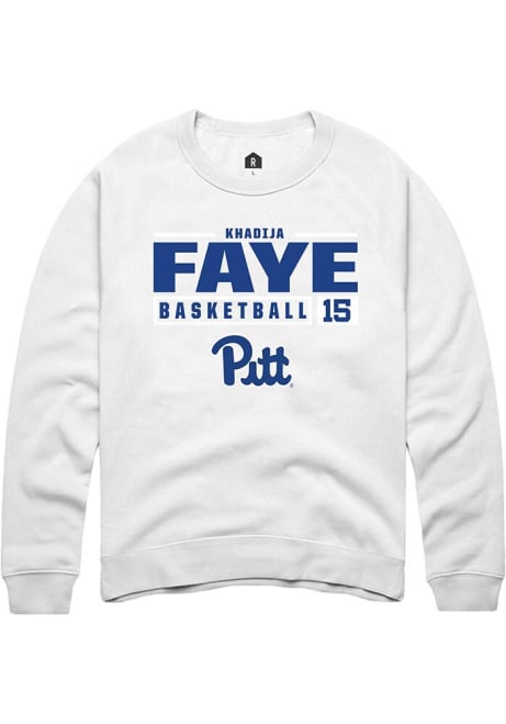 khadija faye Rally Mens White Pitt Panthers NIL Stacked Box Crew Sweatshirt