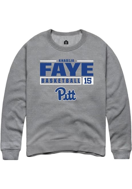 khadija faye Rally Mens Graphite Pitt Panthers NIL Stacked Box Crew Sweatshirt