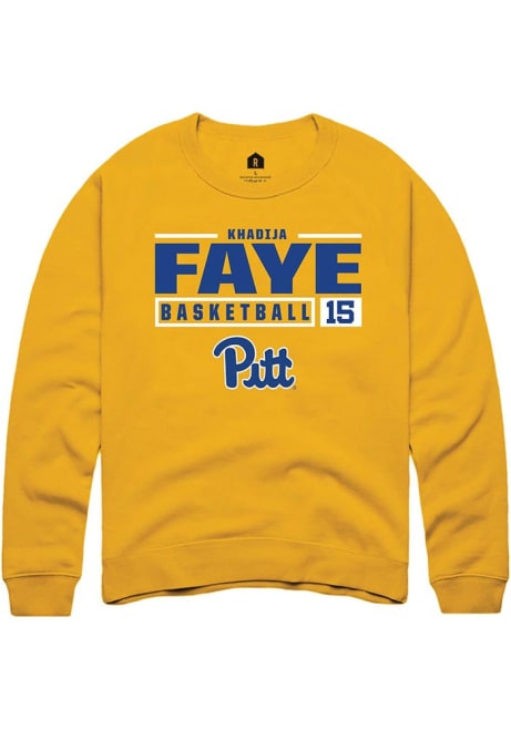 khadija faye Rally Mens Gold Pitt Panthers NIL Stacked Box Crew Sweatshirt