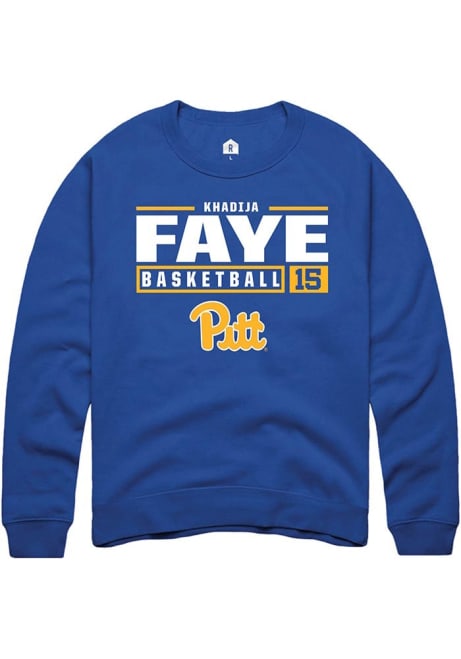 khadija faye Rally Mens Blue Pitt Panthers NIL Stacked Box Crew Sweatshirt