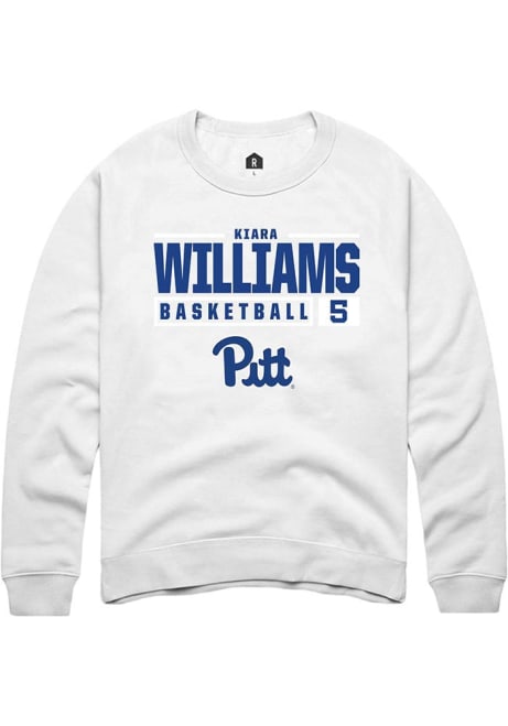 Kiara Williams Rally Mens White Pitt Panthers NIL Stacked Box Crew Sweatshirt