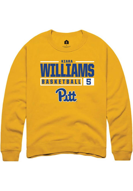 Kiara Williams Rally Mens Gold Pitt Panthers NIL Stacked Box Crew Sweatshirt