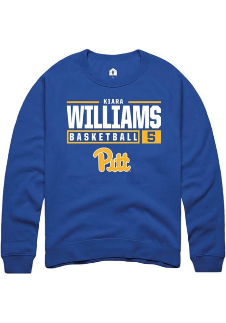 Kiara Williams Rally Mens Blue Pitt Panthers NIL Stacked Box Crew Sweatshirt